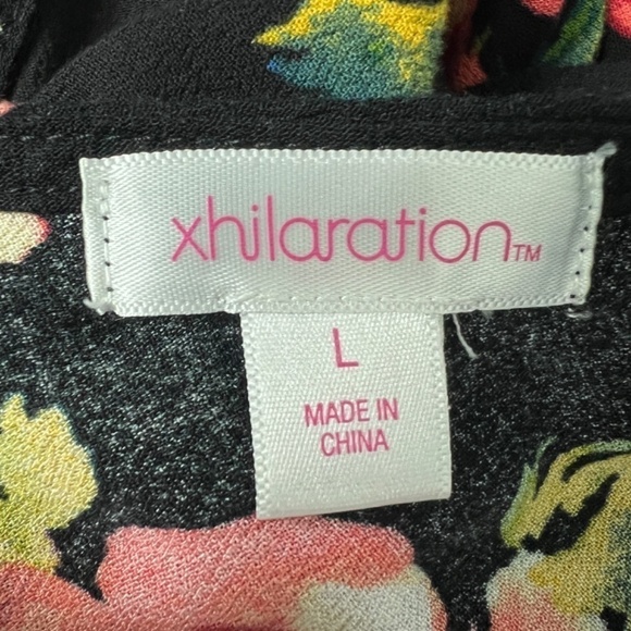 Xhilaration High Waisted Floral V-Neck Short Sleeve Dress Juniors Large Pullover - Picture 2 of 12